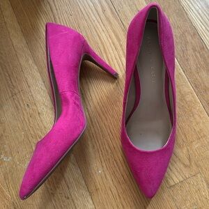 Kelly and Katie Hot Pink Suede Heels